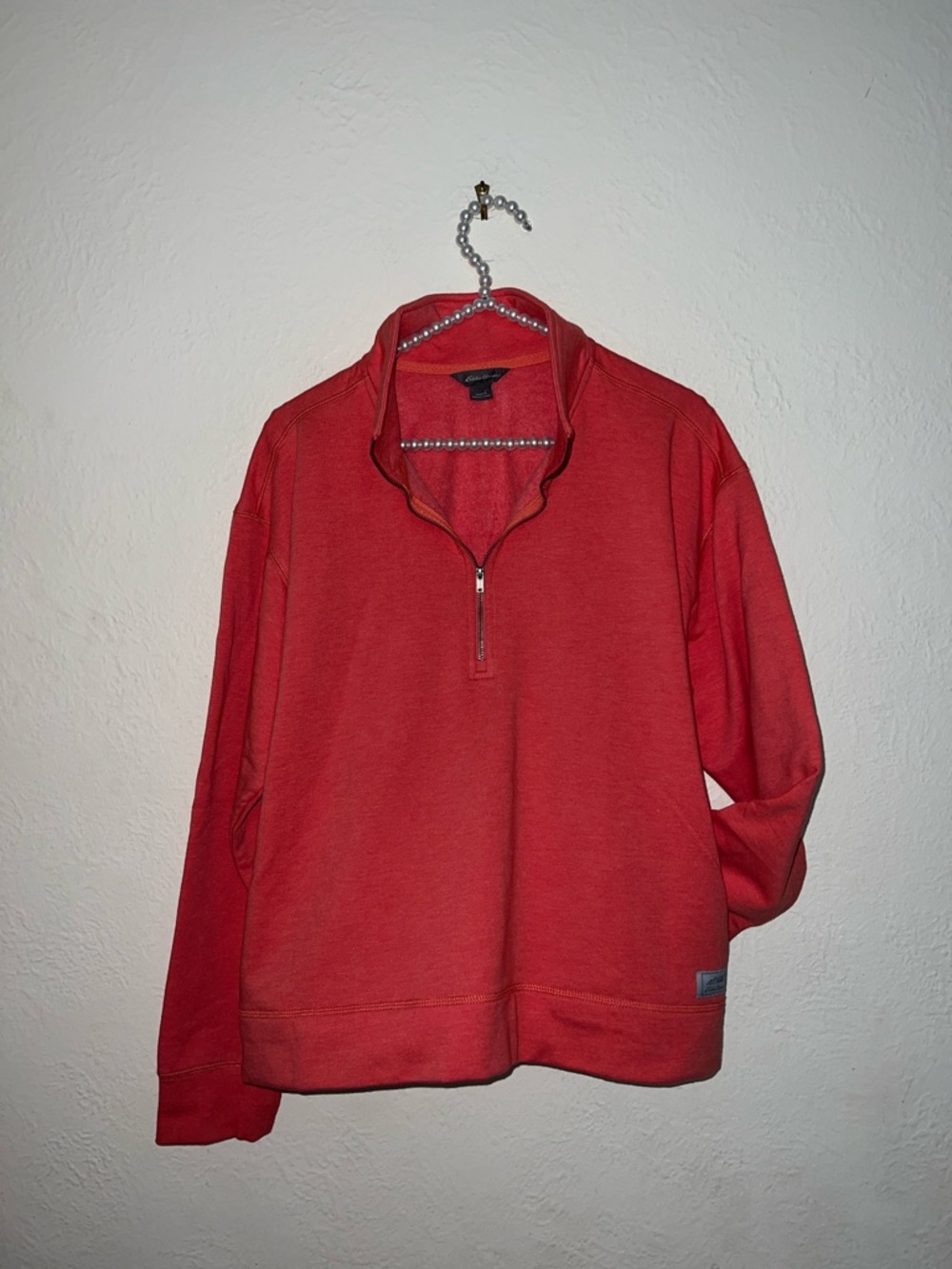 EDDIE BAUER Coral Cozy Quarter Zip Up Fleece Pullover Sweater